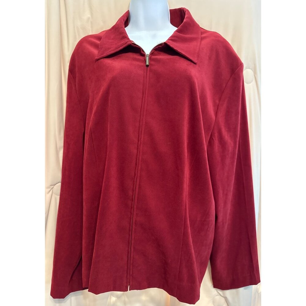Briggs New York Full Zip Faux Suede Red Jacket 18W